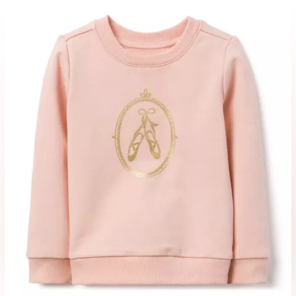 Janie and Jack Girls Pink Juno Valentine Ballerina Slipper Sweatshirt Size 7